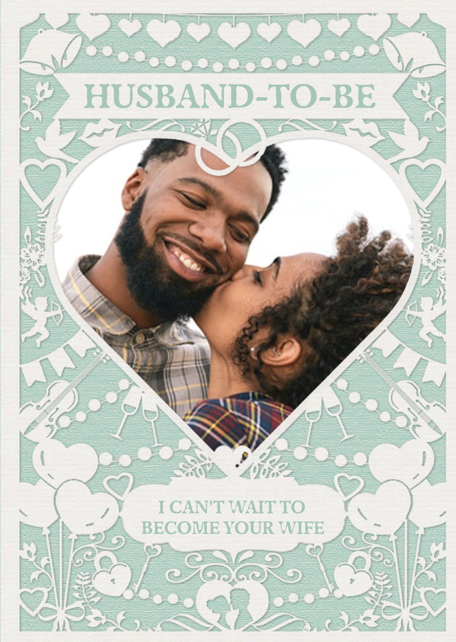 Moonpig Wedding Card - Photo Upload - Husband To Be - Paper Frame, Large