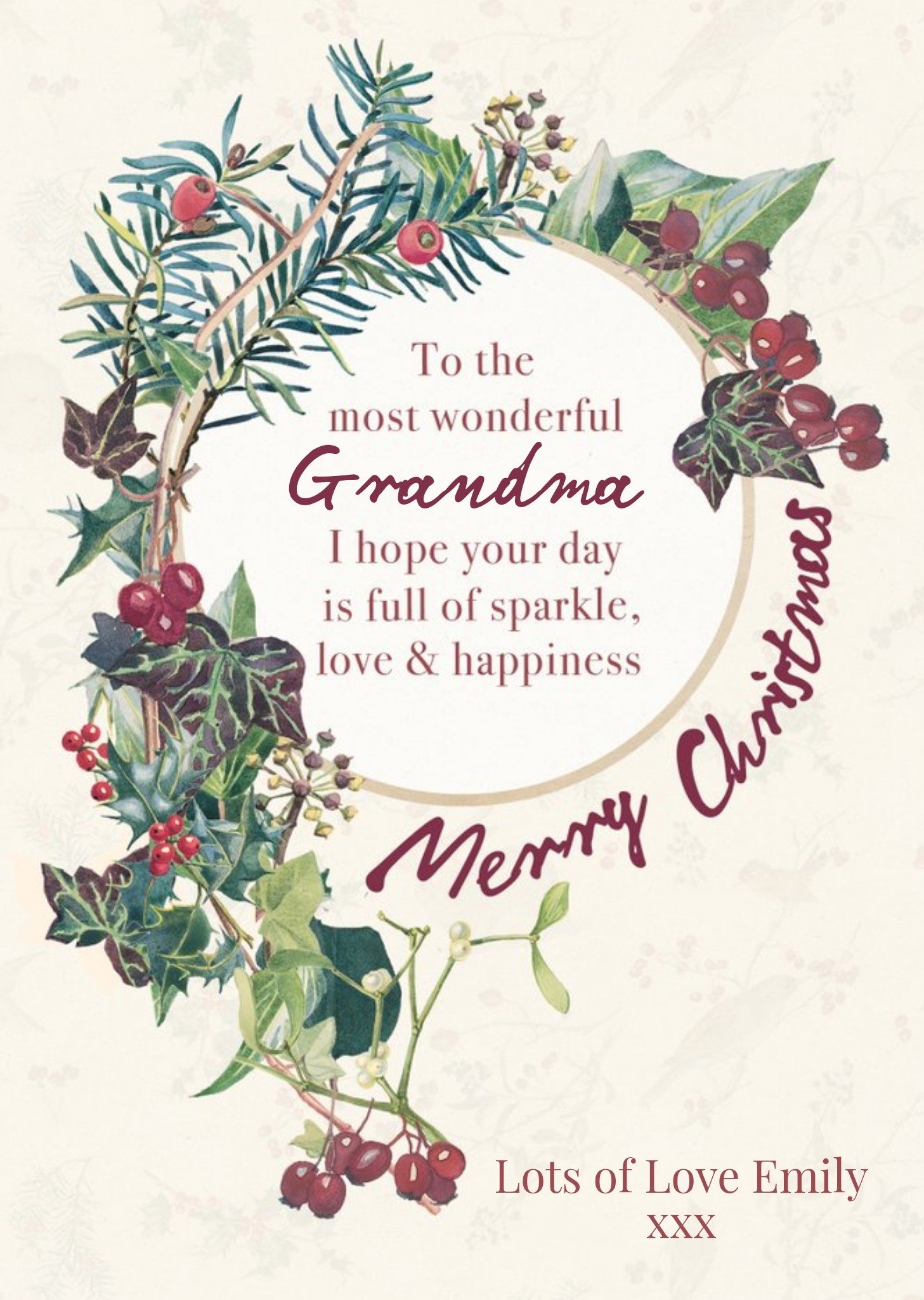 Edwardian Lady Wreath Making Personalised Christmas Card, Large