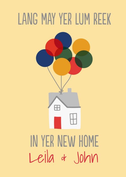 Home and Balloons Illustration New Home Card