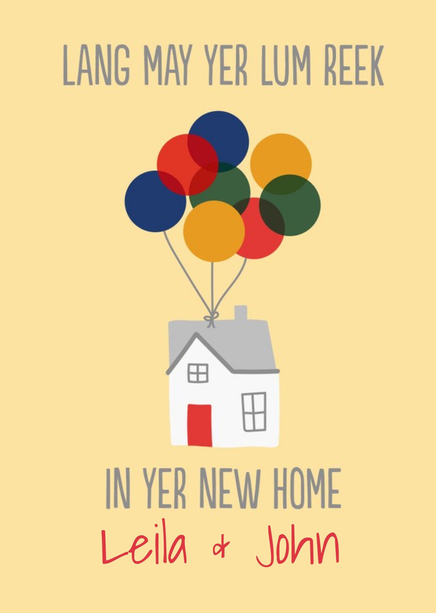 Home And Balloons Illustration New Home Card Ecard