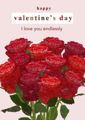 Happy Valentines Day Red Roses Card