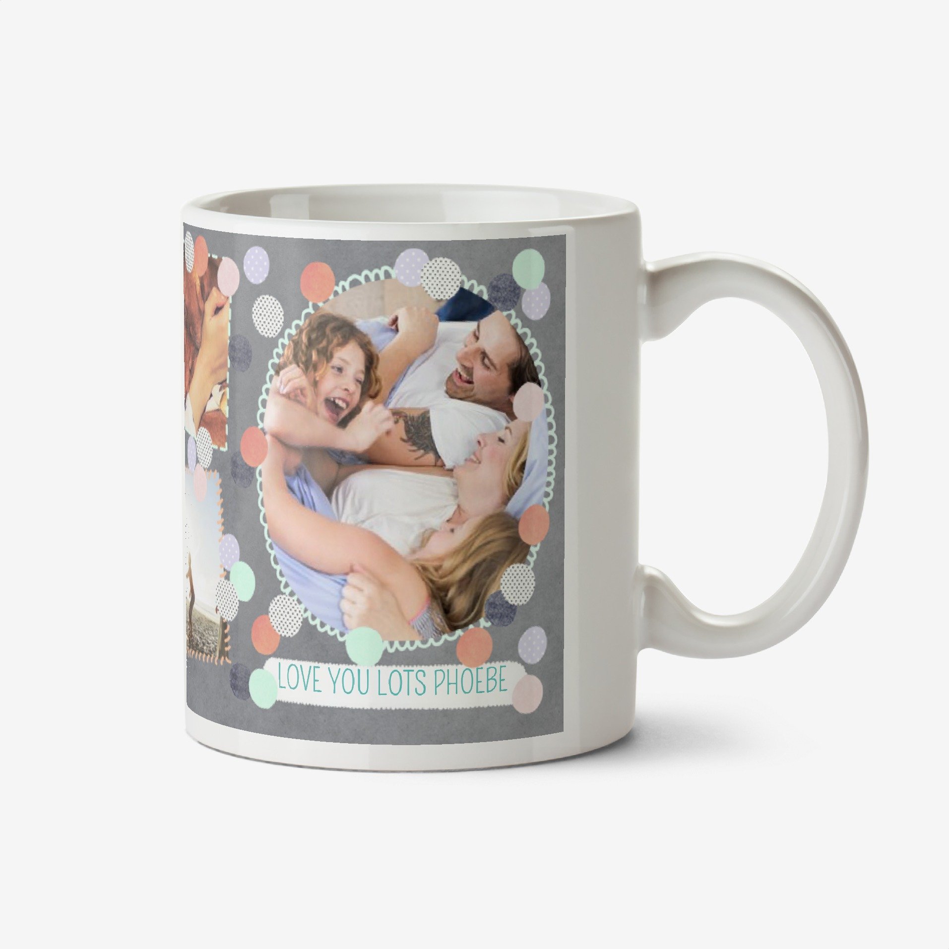 Moonpig Pastel Dots Multi-Photo Personalised Mug Ceramic Mug
