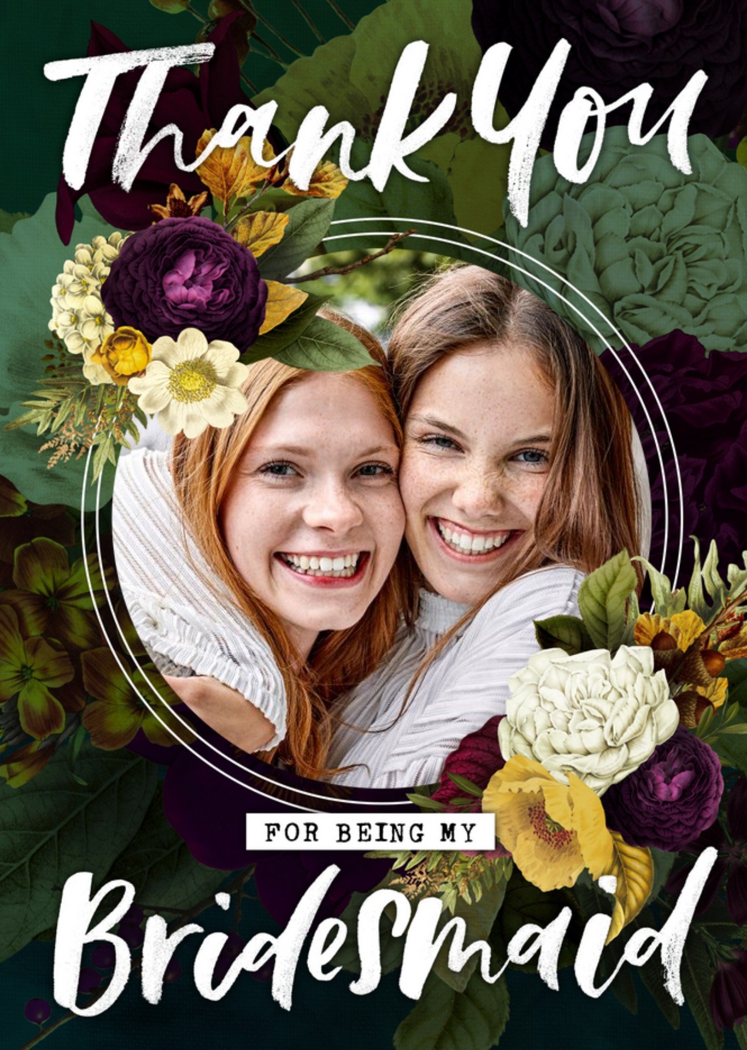 Belles Fleurs Floral Photo Upload Bridesmaid Wedding Card Ecard