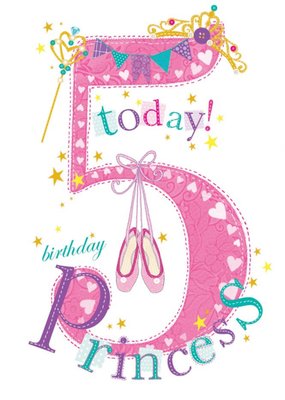 5 Today Princess Ballet Shoes Birthday Card