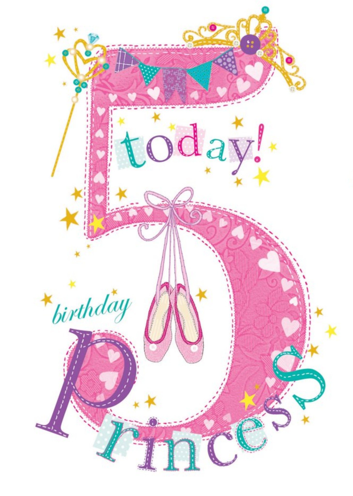 5 Today Princess Ballet Shoes Birthday Card Ecard