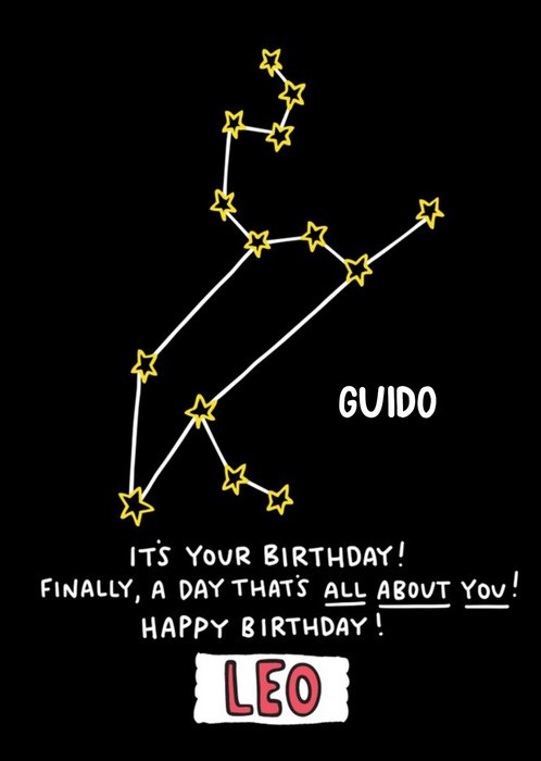 Angela Chick Leo Zodiac Constellation Birthday Card