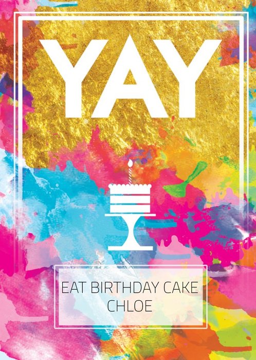 Splashes Of Neon Yay Personalised Birthday Card