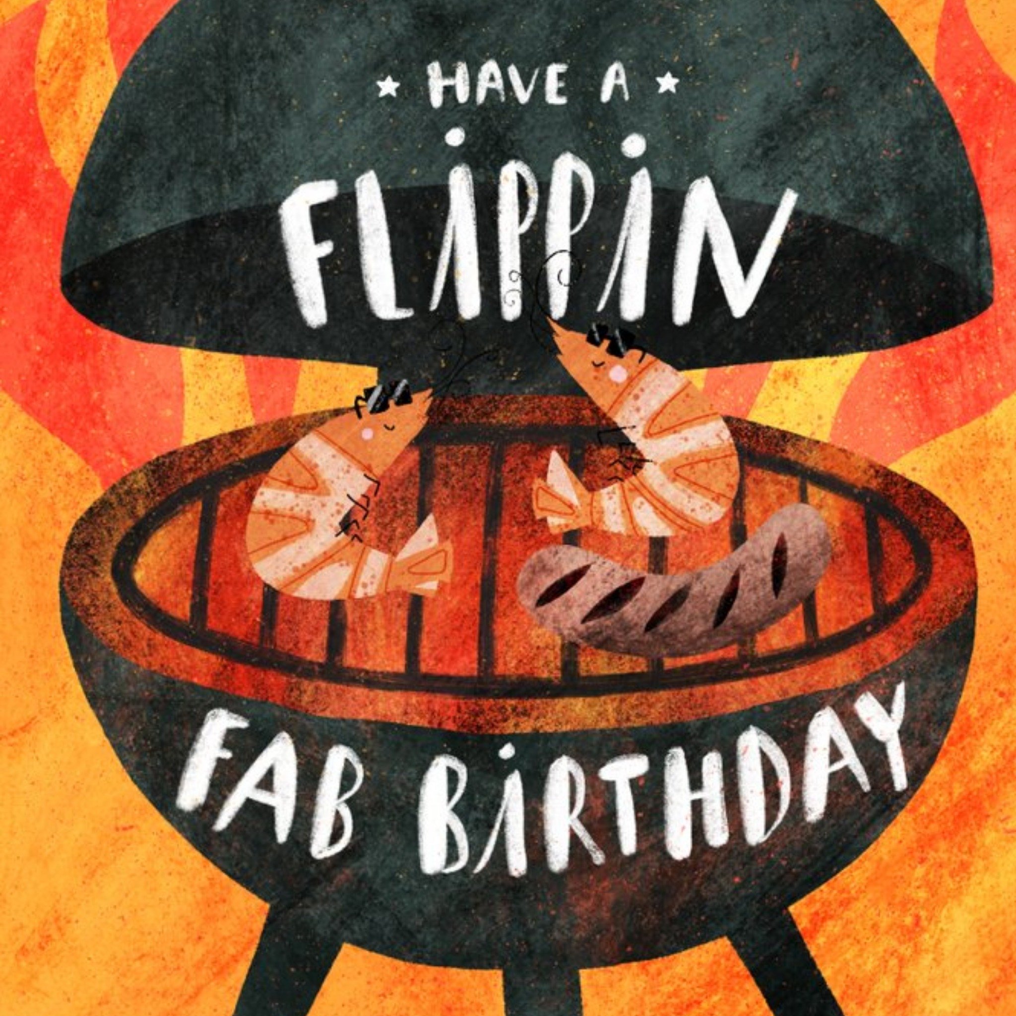 Moonpig Rachel Gyan Illustrated Bbq Flippin Fab Birthday Card, Square