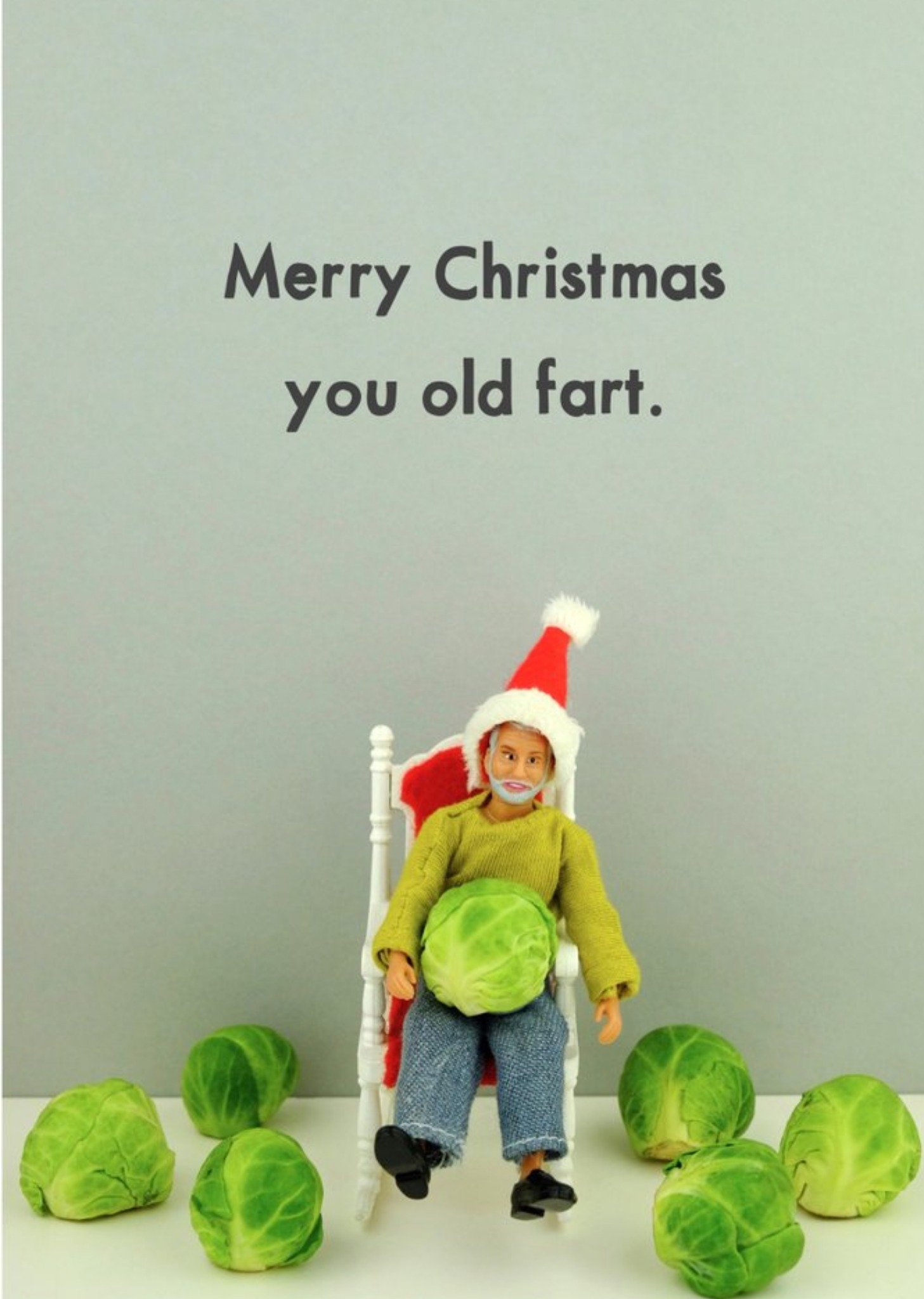 Bold And Bright Funny Dolls Old Fart Christmas Card, Large