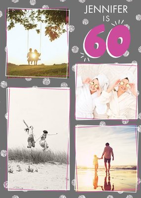 Clintons Illustrated Four Photo Uploads Sixty Birthday Congrats Card