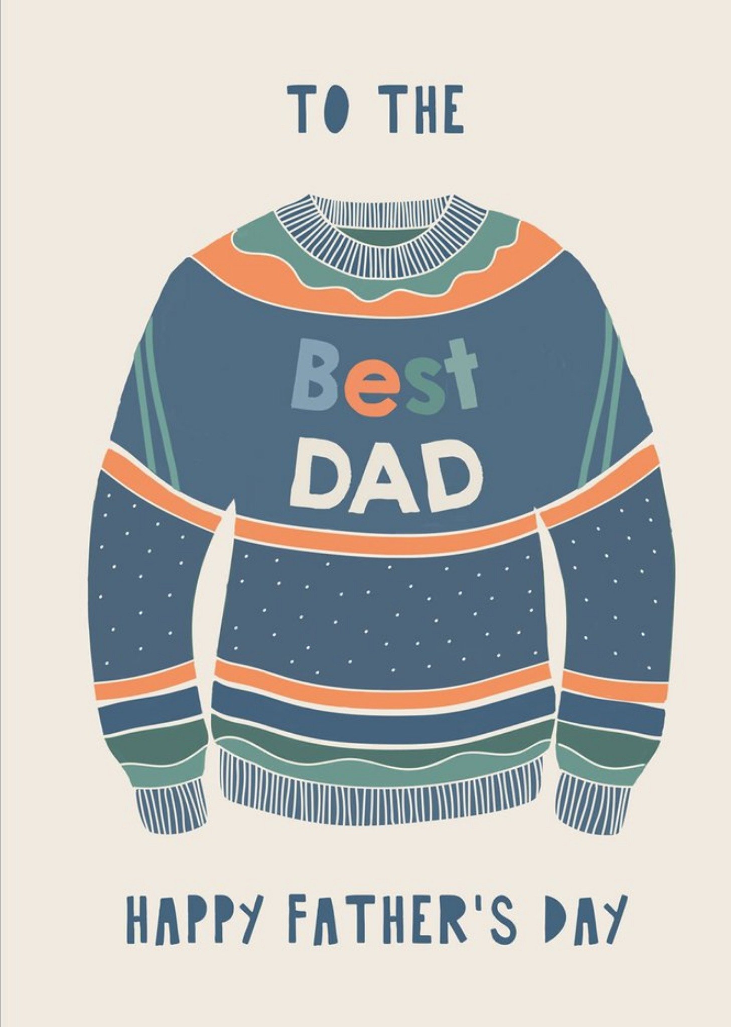 Moonpig Illustrated Jumper To The Best Dad Happy Fathers Day Card, Large
