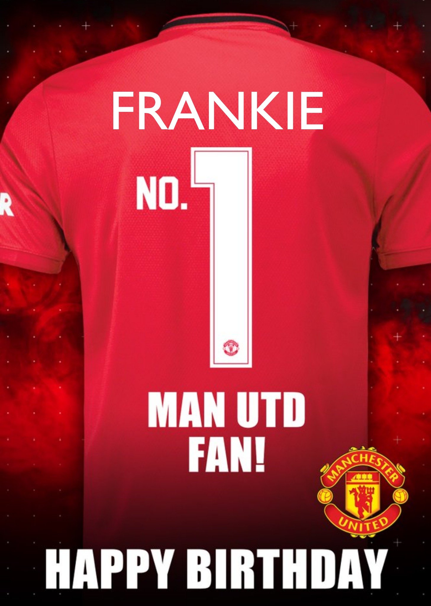 Manchester United Fc Football Club No.1 Fan Football Shirt Birthday Card, Large