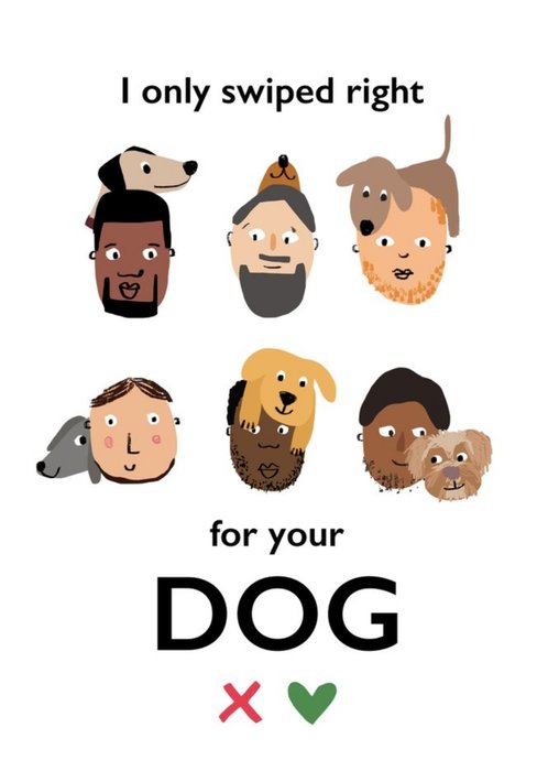 I Only Swiped Right For Your Dog Funny Faces Card