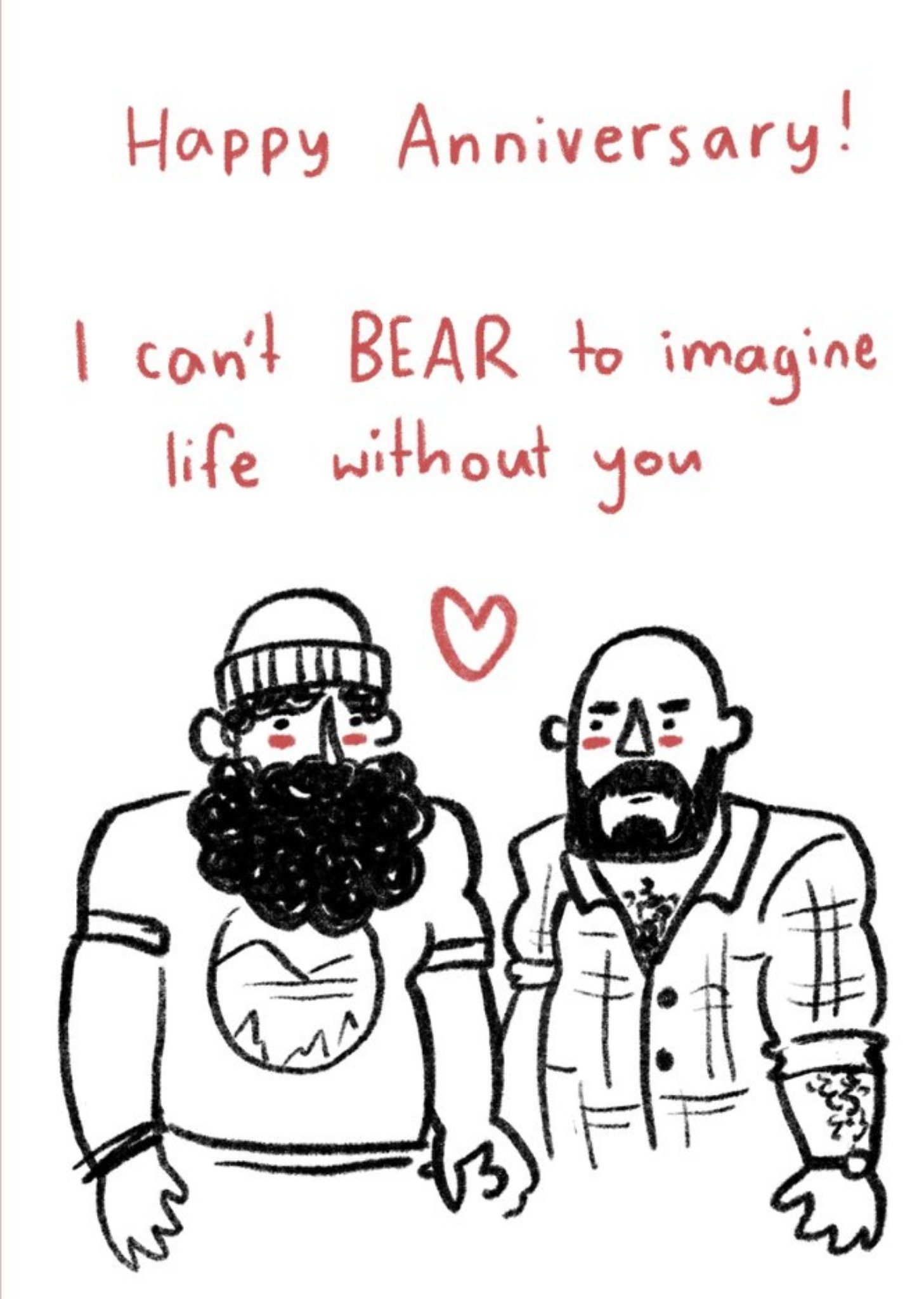 Moonpig I Can't Bear To Be Without You Same-Sex Anniversary Card, Large