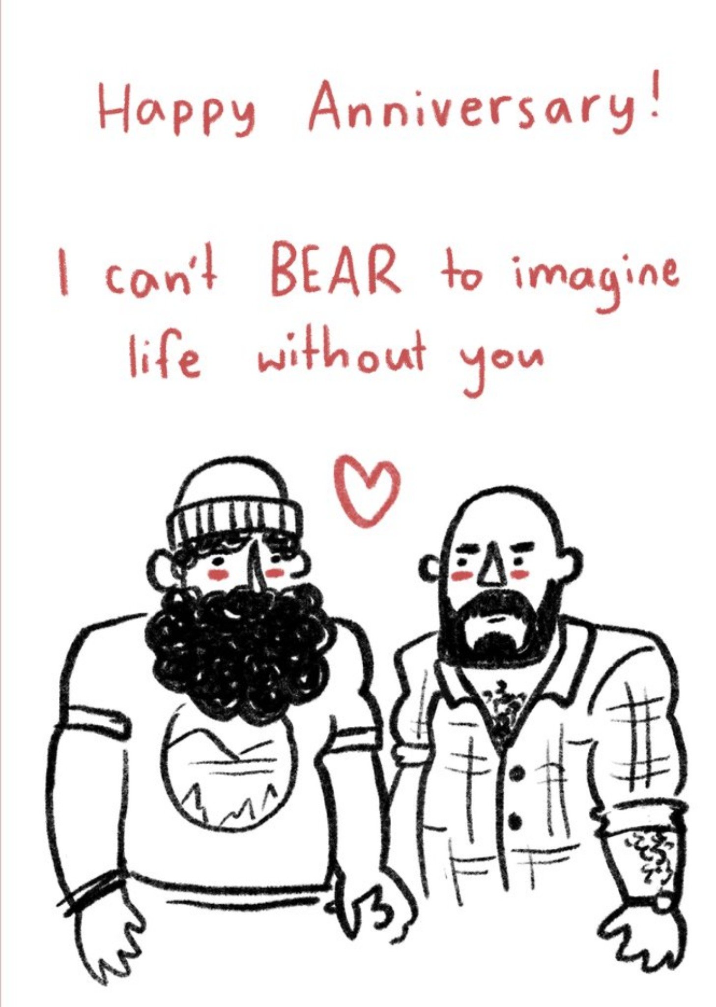 I Can't Bear To Be Without You Same-Sex Anniversary Card Ecard