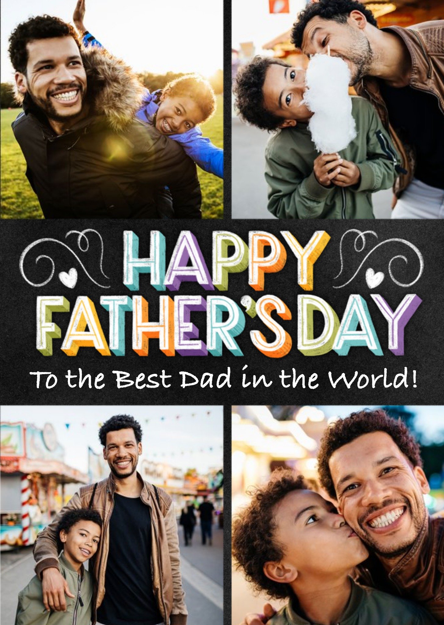 Typographic Chalkboard Best Dad In The World Photo Upload Father's Day Card Ecard