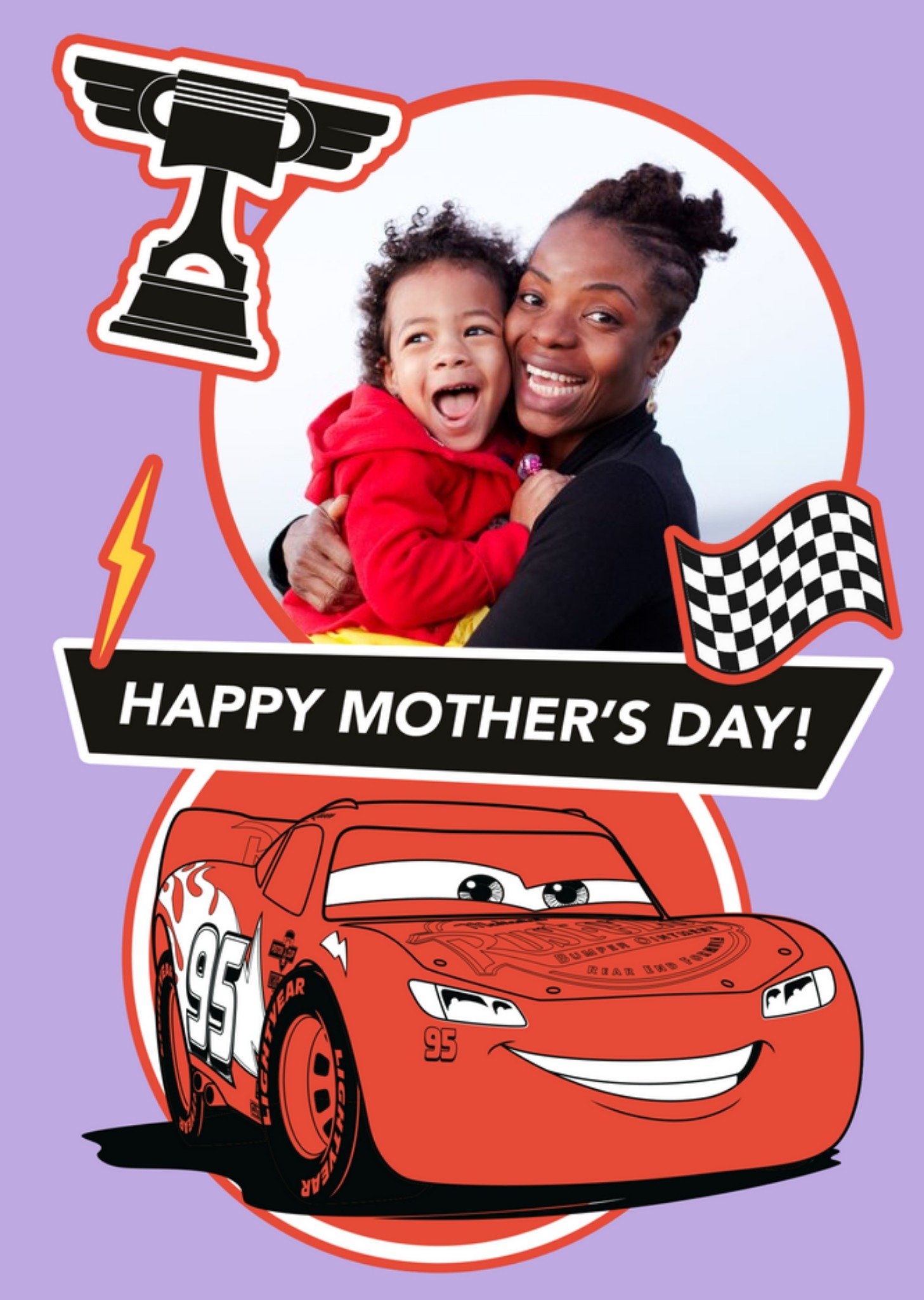 Disney Cars Lightning Mcqueen Mother's Day Photo Upload Card