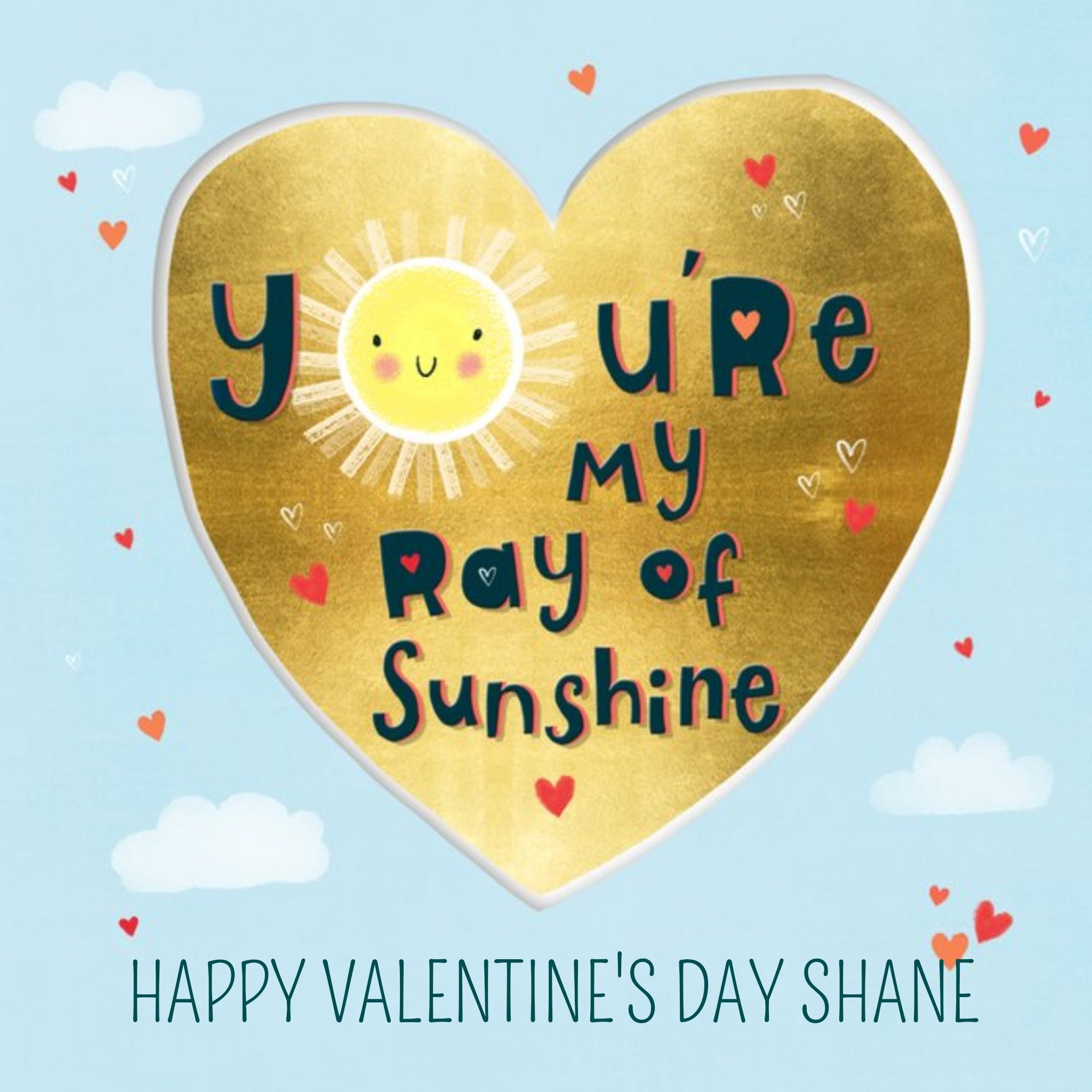 Love Hearts Colette Barker Illustrated Heart Sunshine Valentine's Day Card, Square