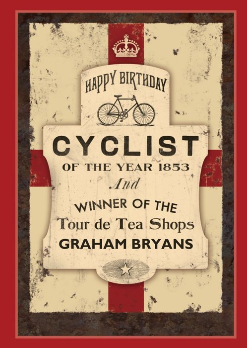 Englands Cyclist Of The Year Personalised Card