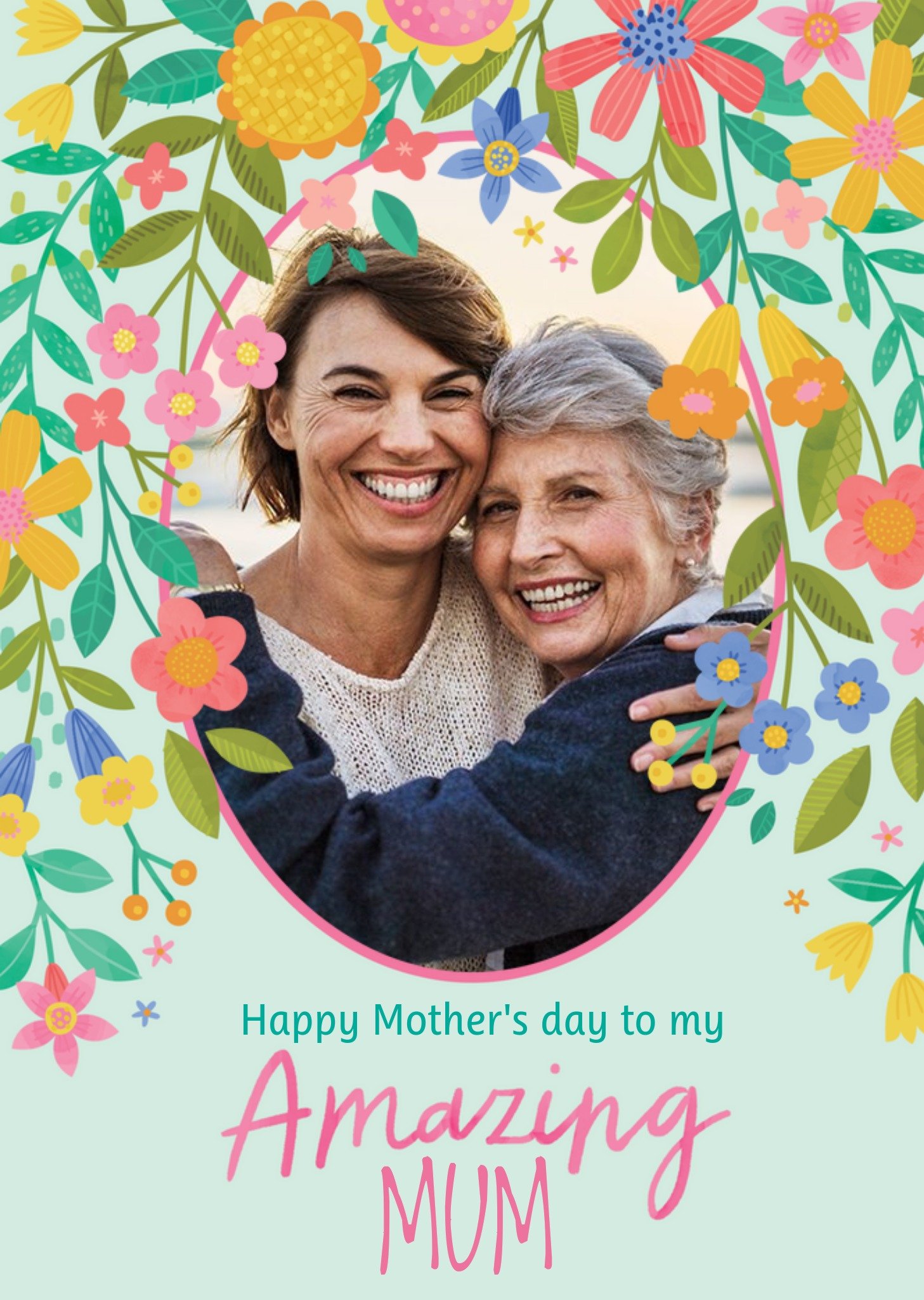 Moonpig Flowers Illustration Photo Upload Mother's Day Card, Large