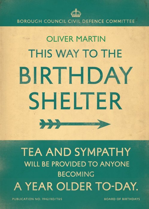 This Way To The Birthday Shelter Personalised Birthday Card