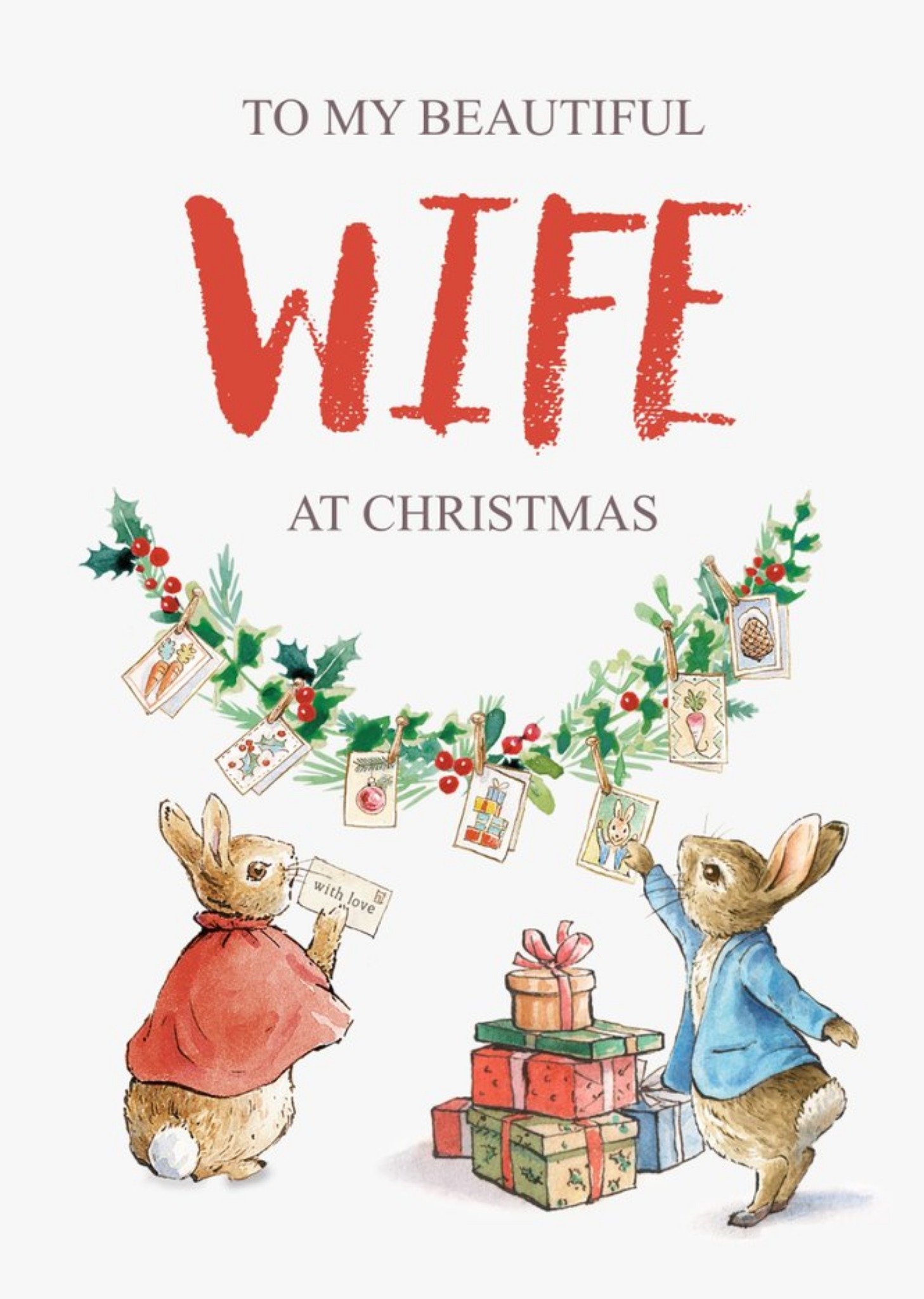 Beatrix Potter Peter Rabbit Beautiful Wife Christmas Card, Large