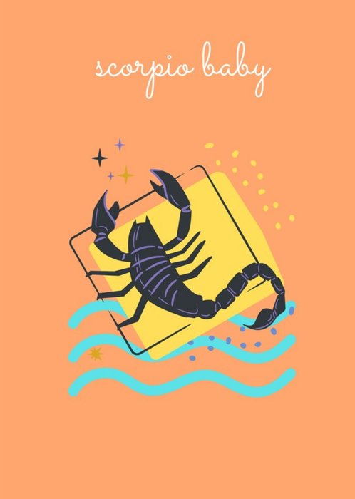 Modern Star Sign Zodiac Scorpio Baby Birthday Card