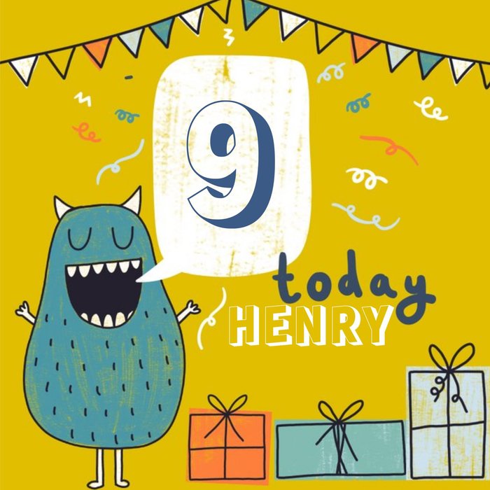 9 Today Monster Birthday Card