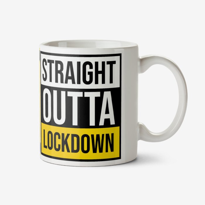 Pandemic Straight Outta Lockdown Typographic Photo Upload Mug