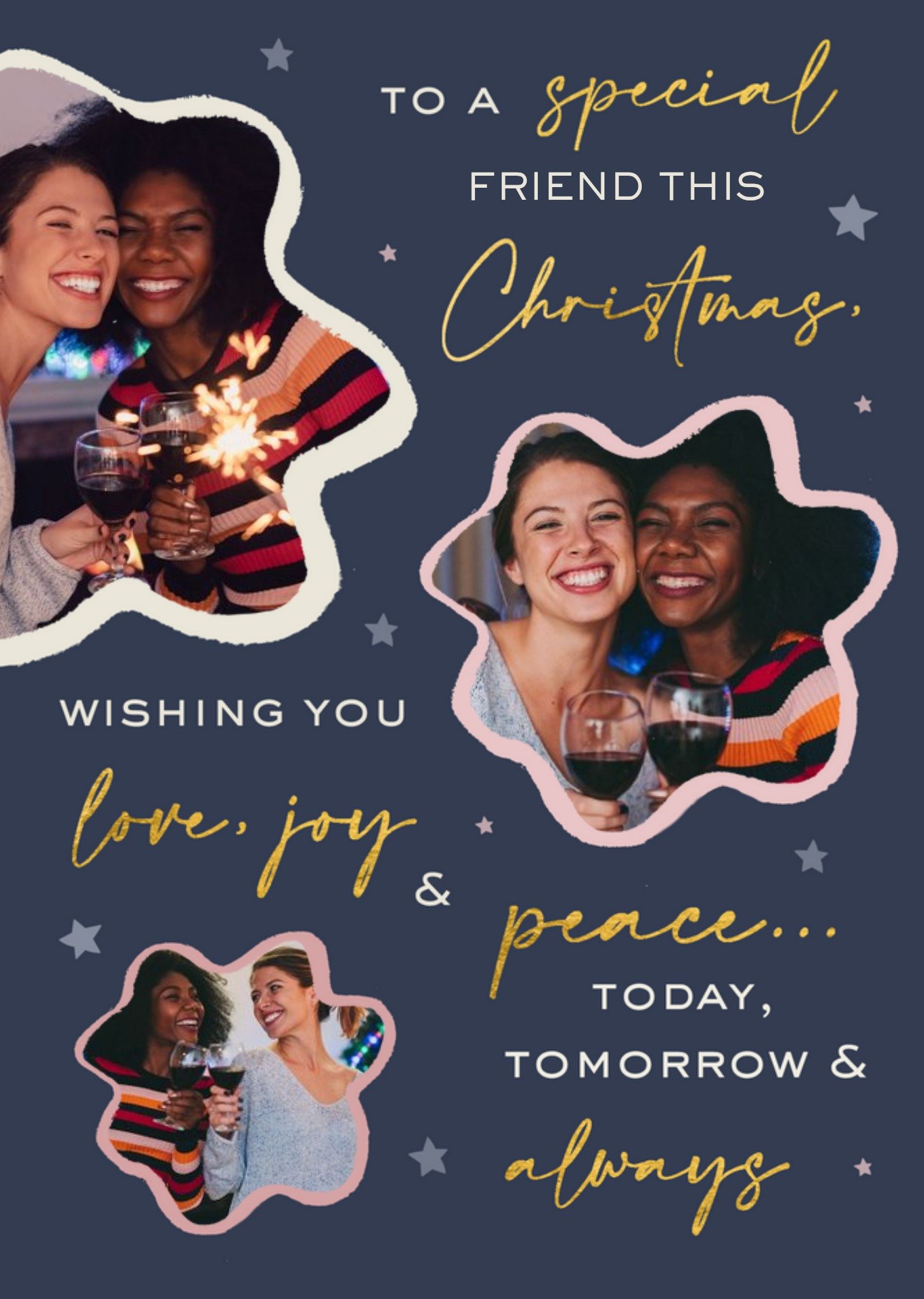 Love, Joy & Peace Christmas Photo Upload Card Ecard