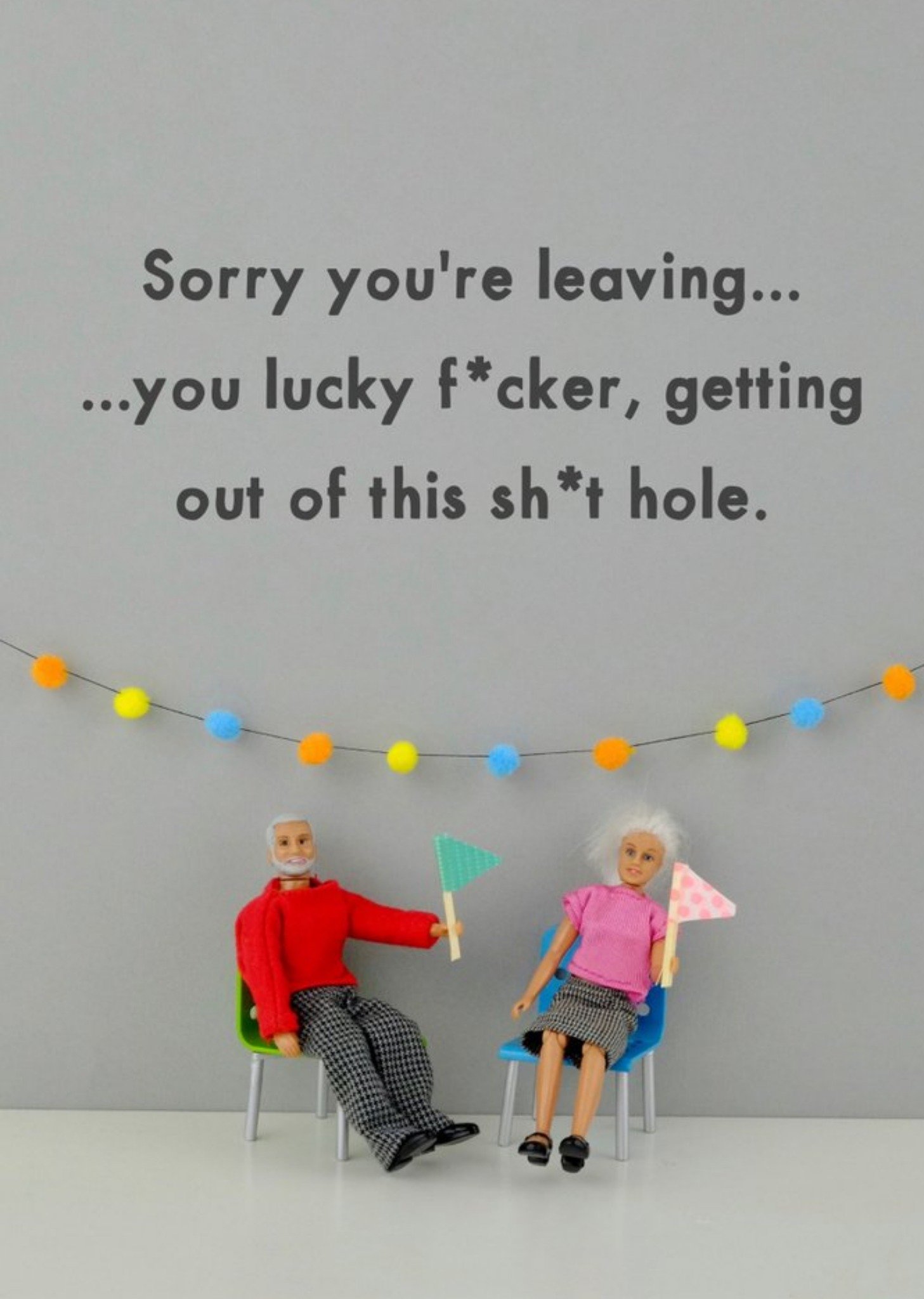 Bold And Bright Funny Rude Dolls Sorry You're Leaving Card Ecard