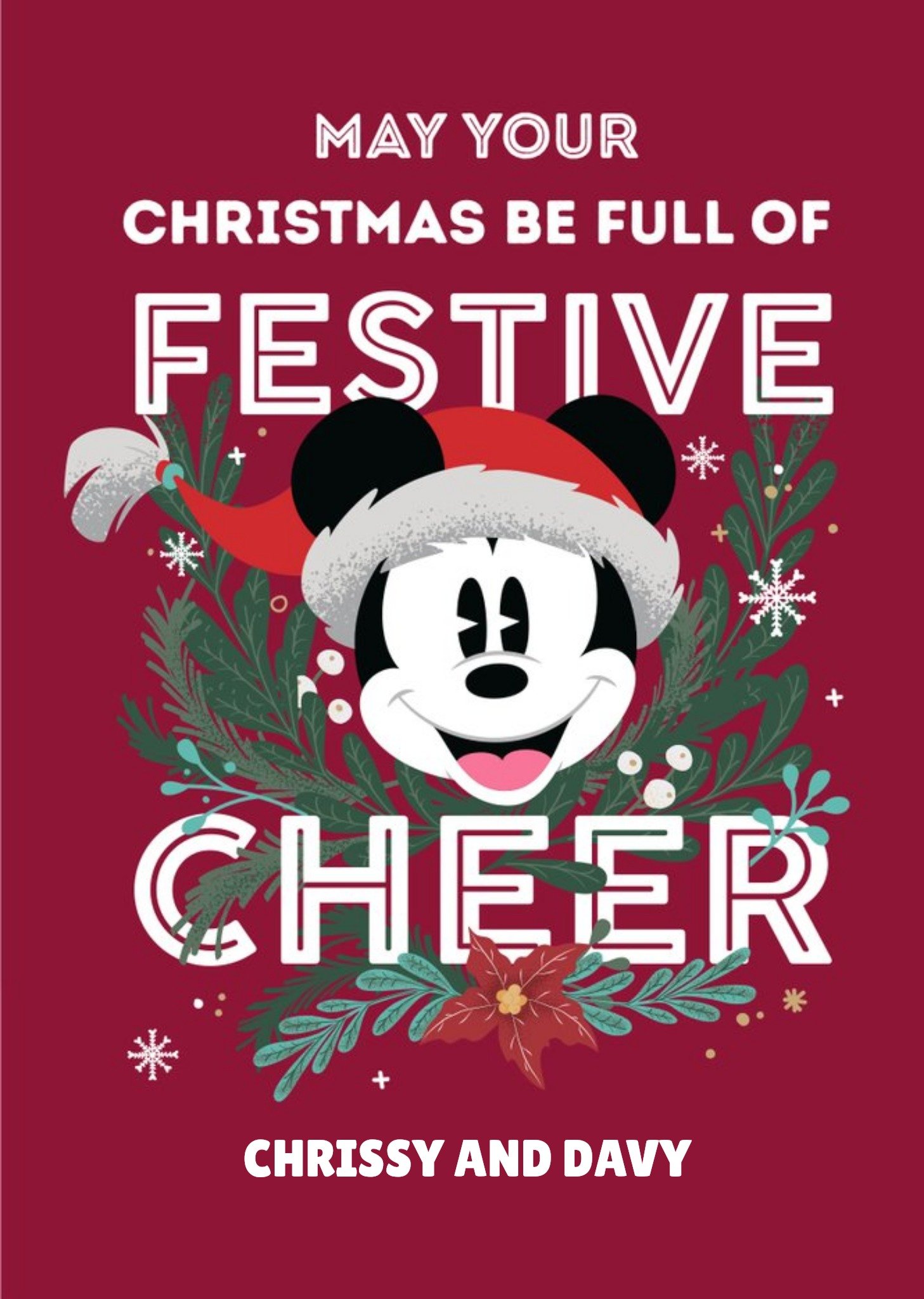 Disney Mickey Mouse Festive Cheer Christmas Card, Large
