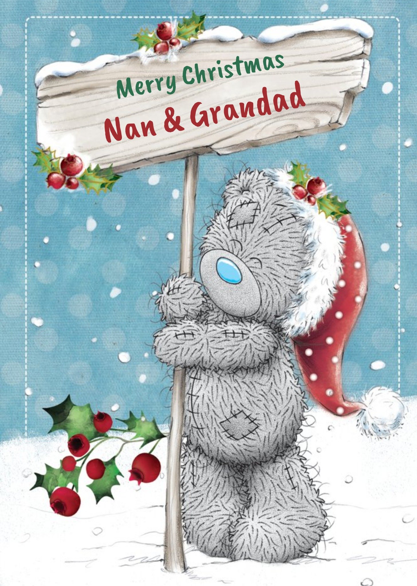 Me To You Tatty Teddy To Nan And Grandad Personalised Christmas Card, Large