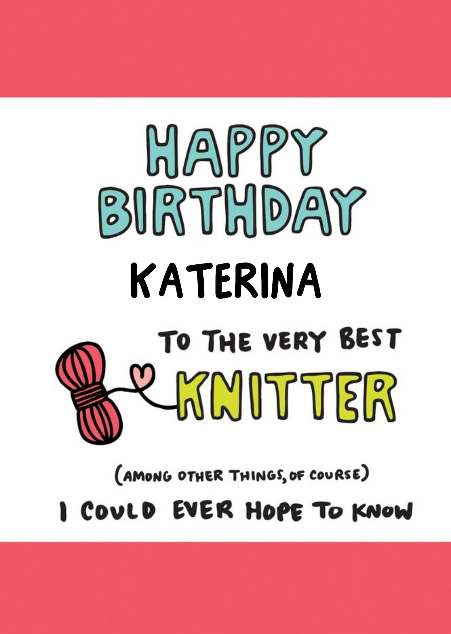Moonpig Very Best Knitter Birthday Card, Large