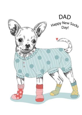 Modern Cute Dog Illustration Dad Happy New Socks Day Birthday Card