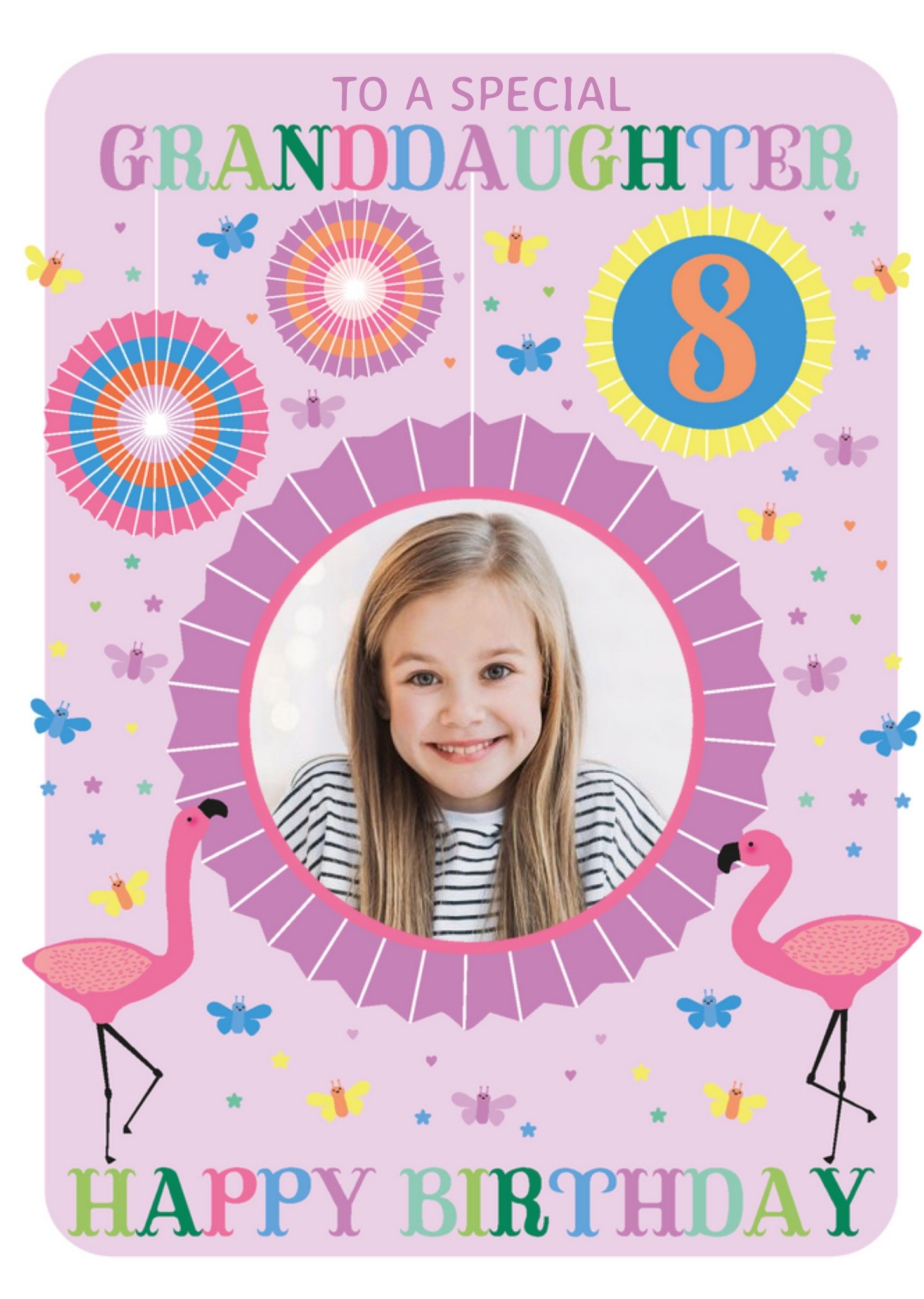 Moonpig Hola Happy Illustrated To A Special Granddaughter Photo Upload 8th Birthday Card, Large