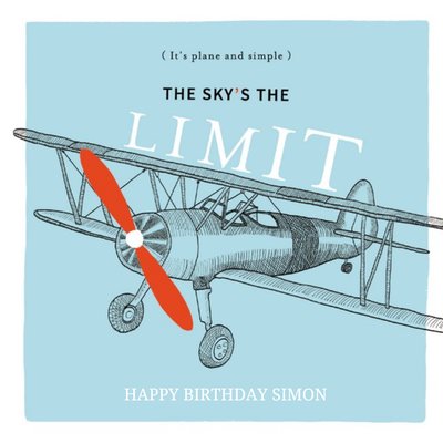 Birthday Card - The Sky's The Limit - Plane - Plane And Simple