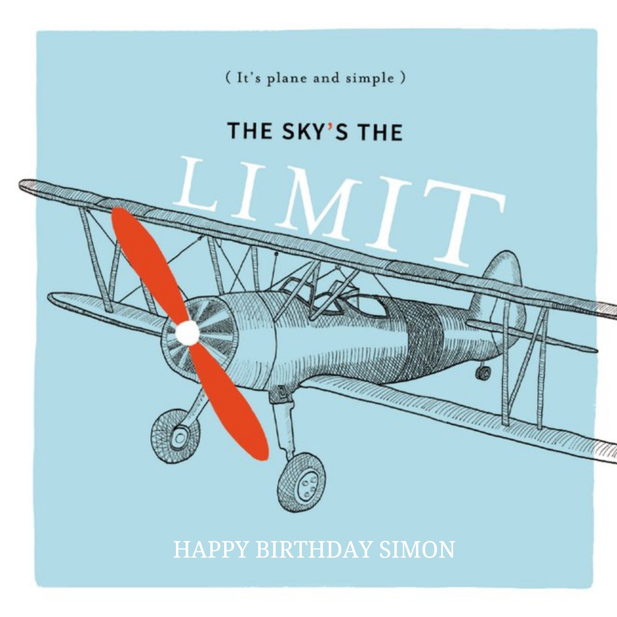 Birthday Card - The Sky's The Limit - Plane - Plane And Simple, Square