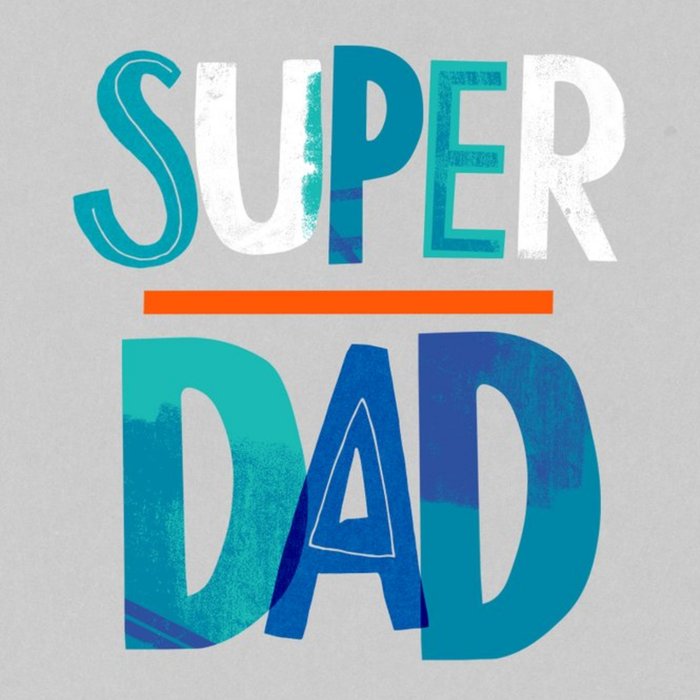 Super Dad Teal Lettering Card