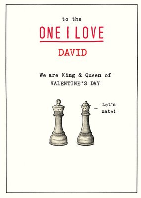 Illustration Of King And Queen Chess Pieces Cheeky Pun Valentine's Day Card