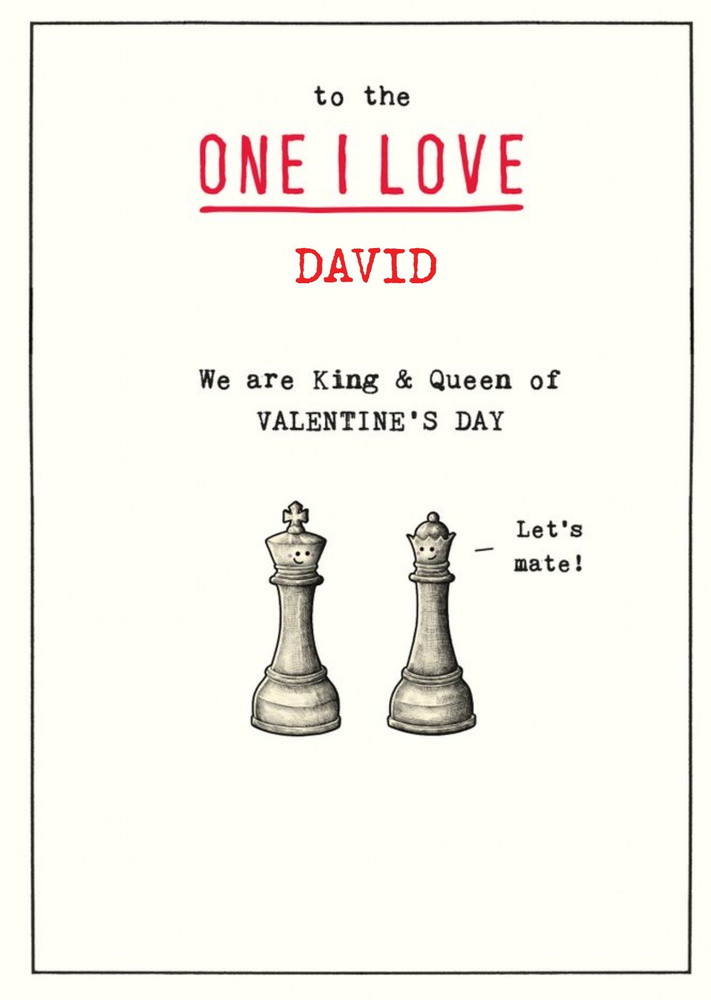 Illustration Of King And Queen Chess Pieces Cheeky Pun Valentine's Day Card Ecard