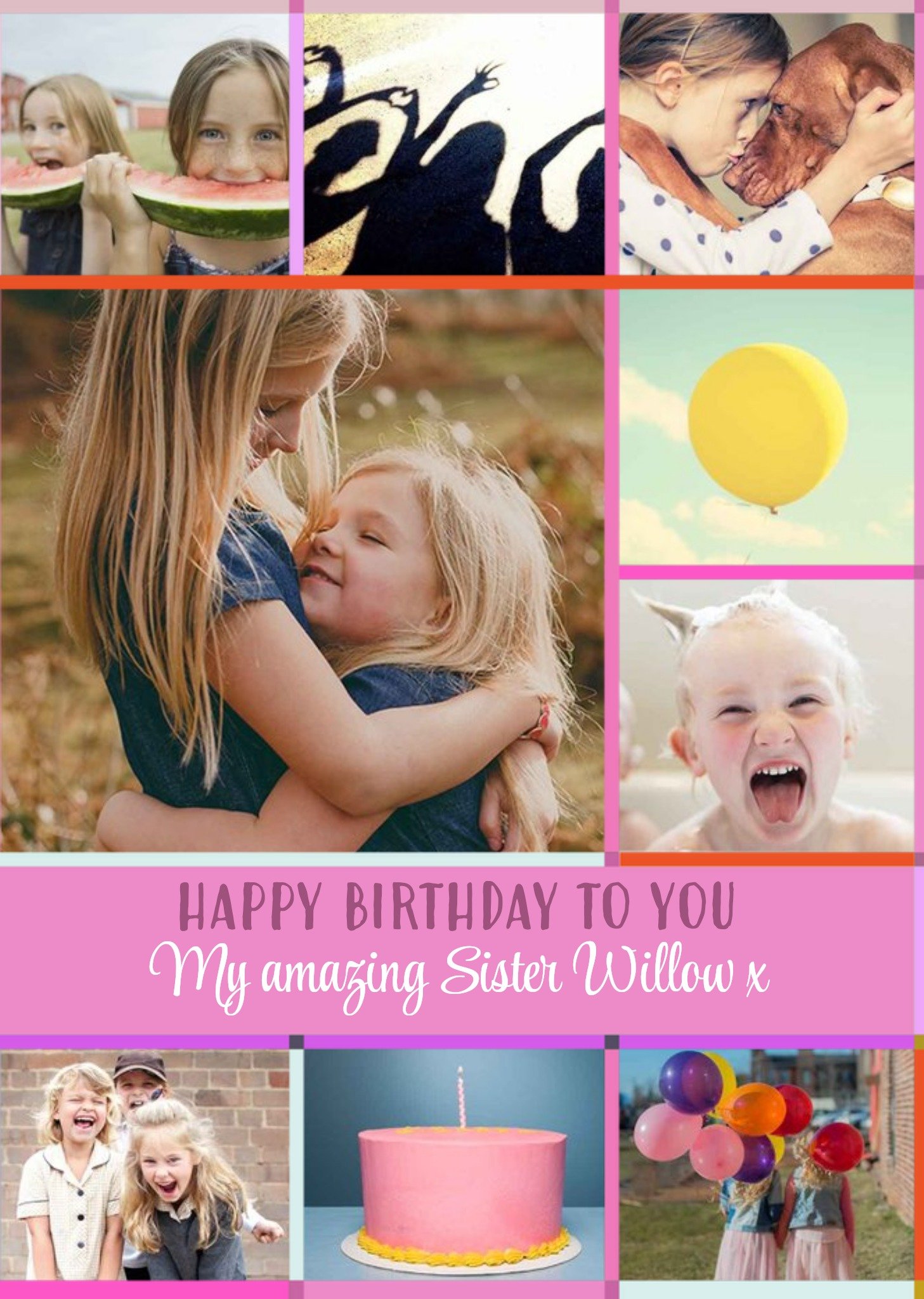 Moonpig Multiple Photo Upload Grid Happy Birthday To You My Amazing Sister Card, Large