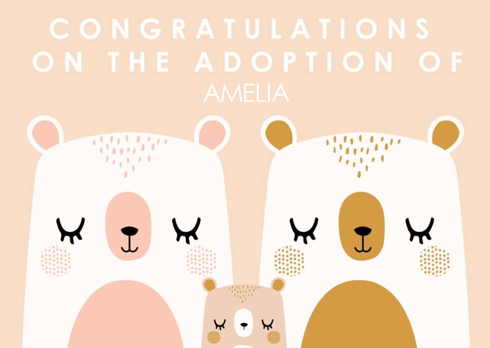 Cute Bear Illustrated Adoption Congratulations Card Ecard