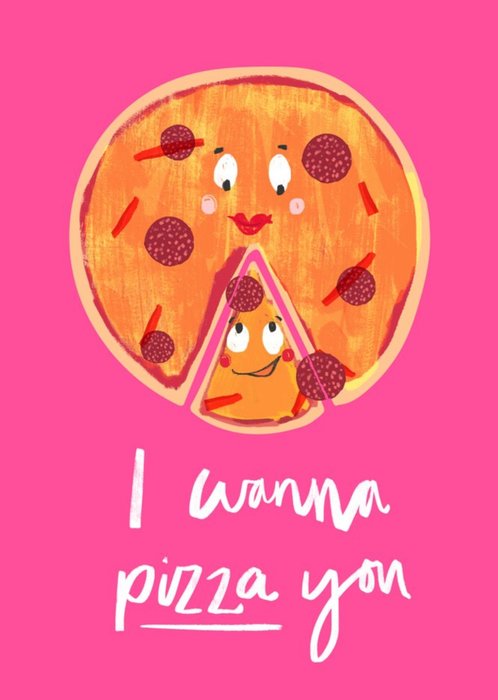 Funny Cartoon I Wanna Pizza Slice You Valentine's Day Card