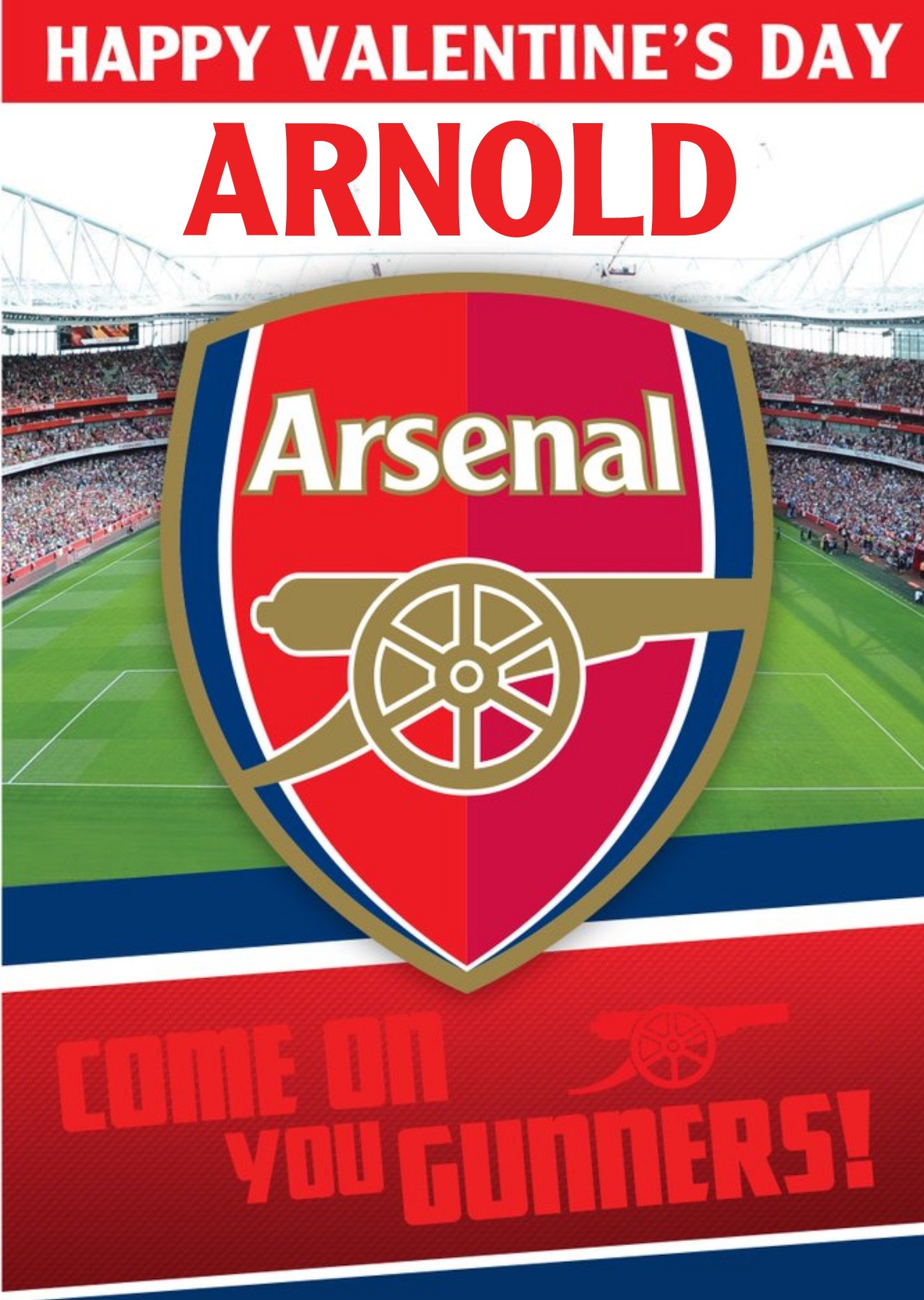Arsenal Football Stadium Come On You Gunners Valentines Day Card Ecard