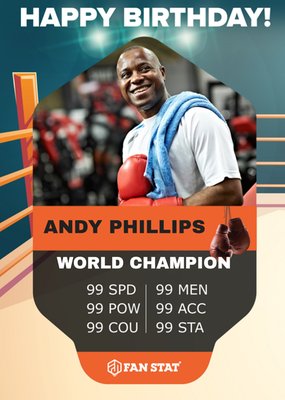 Boxing World Champion Fan Stat Photo Upload Birthday Card