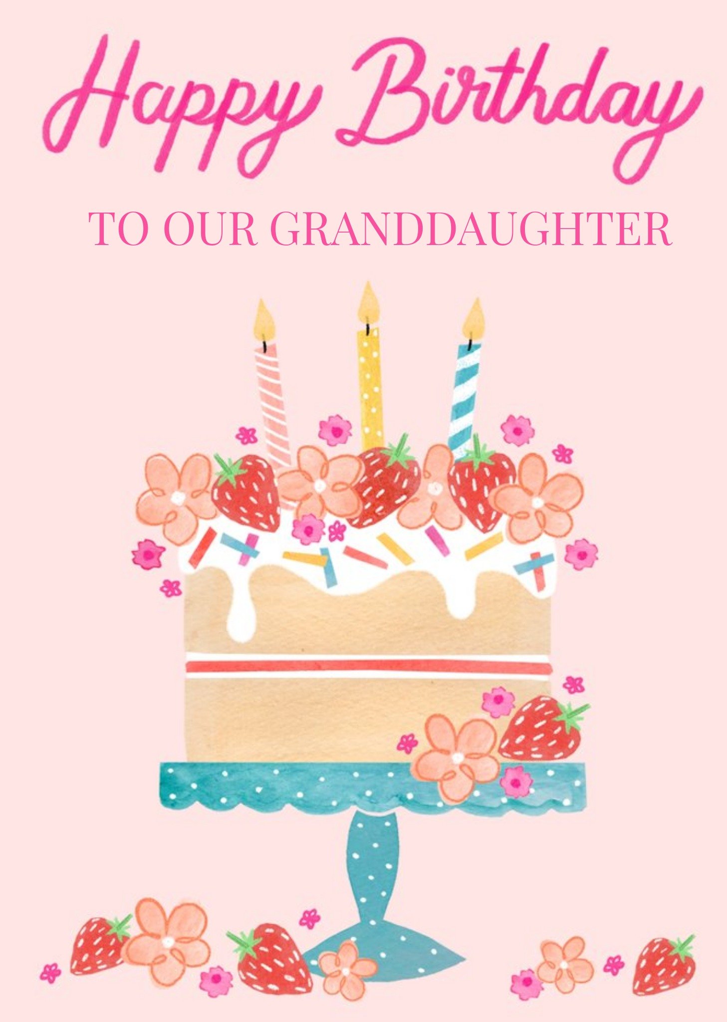 Okey Dokey Design Okey Dokey Illustrated Birthday Cake Granddaughter Birthday Card, Large