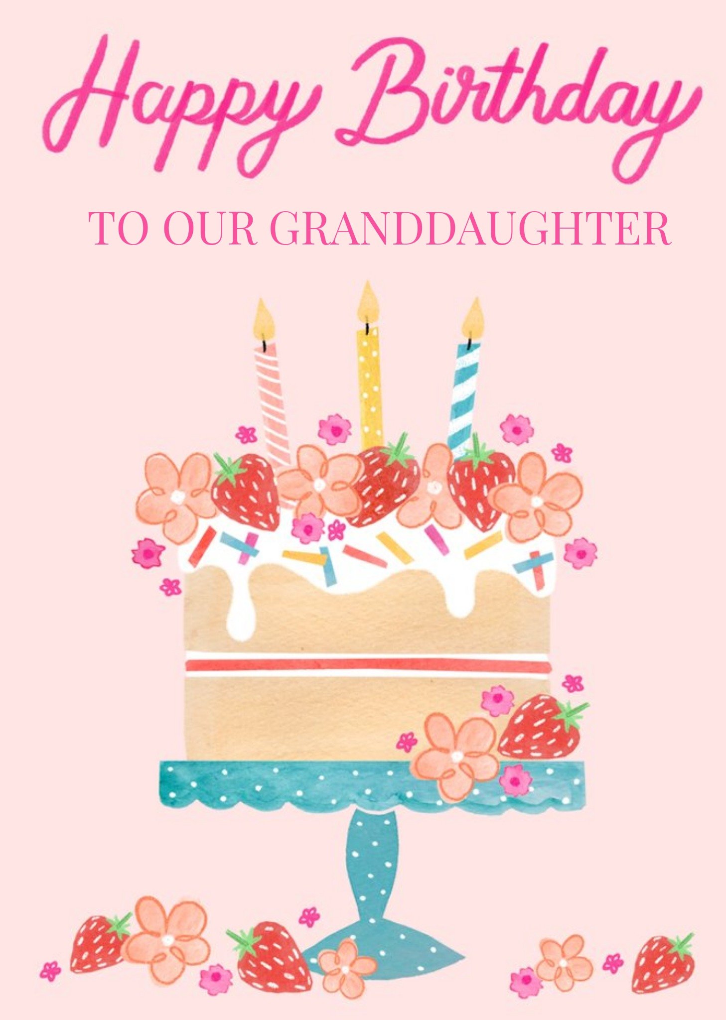 Okey Dokey Design Okey Dokey Illustrated Birthday Cake Granddaughter Birthday Card Ecard