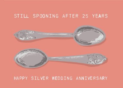 Katy Welsh Still Spooning After 25 Years Silver Anniversary Card