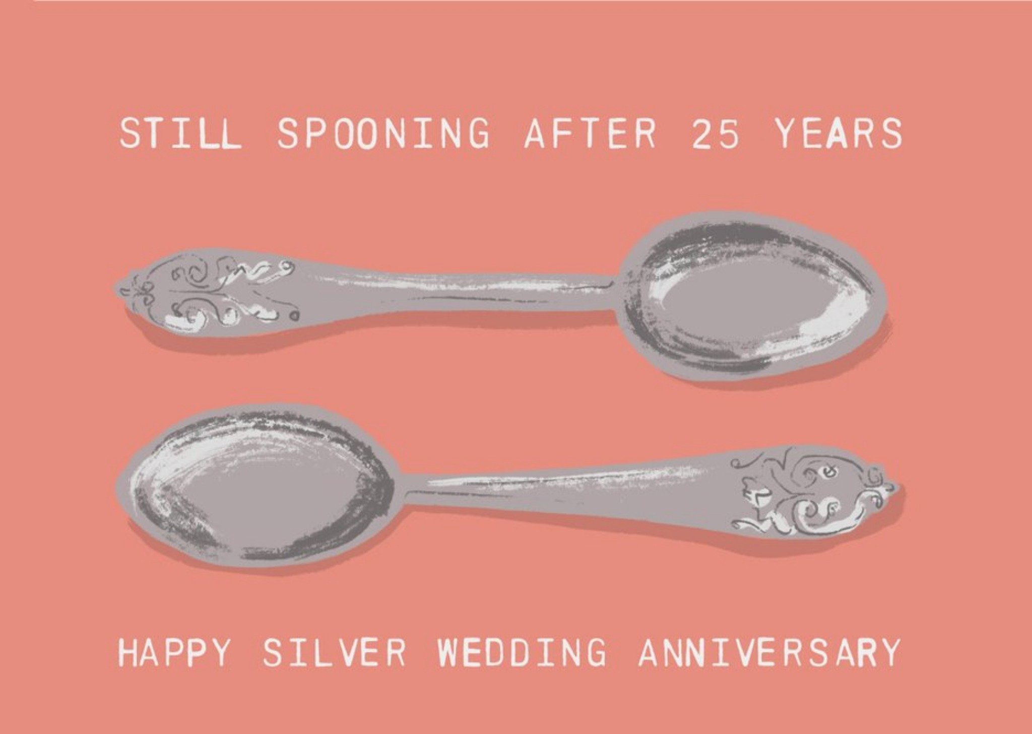 Other Katy Welsh Still Spooning After 25 Years Silver Anniversary Card Ecard